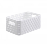 Valge ringlussev&otilde;etud plastist hoiukorv Country - Rotho