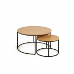 &Uuml;mmargused tammespoonist pinnaga diivanilauad 2tk komplektis &oslash; 80 cm Yona - Kave Home