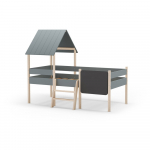 Hallikasroheline m&auml;nnipuidust majakujuline/k&otilde;rgendatud lastevoodi koos voodip&otilde;hjaga 90x190 cm Mint &ndash; Marckeric