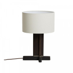 Valge/tumepruun kummipuust laualamp tekstiilist varjuga (k&otilde;rgus 48 cm) Niani - Kave Home