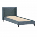 Sinine polsterdatud &uuml;heinimesevoodi koos voodip&otilde;hjaga 90x200 cm Basti - Ropez