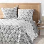 Valge/hall mikrokiust voodikatte ja padjakatete komplekt 220x240 cm Faustine &ndash; douceur d'int&eacute;rieur