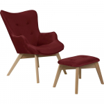 Punane sametist tugitool koos jalatoega Niko - Ropez