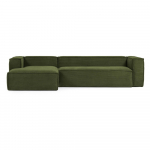 Roheline velvetist nurgadiivan (vasak nurk) Blok - Kave Home