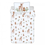 Valge-pruun puuvillane laste voodipesu 100x135 cm Forest Animals - Jerry Fabrics