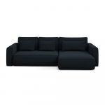 Tumesinine sametist lahtik&auml;iv/panipaigaga nurgadiivan (parem nurk/laiendiga) Kapua &ndash; Makamii