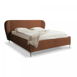 Terrakottapunane polsterdatud kaheinimesevoodi koos voodip&otilde;hjaga 180x200 cm Makana - Makamii
