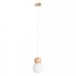 Valge/naturaalne t&auml;ispuidust ripplamp klaasist varjuga, l&auml;bim&otilde;&otilde;duga 11 cm Glim - Sollux