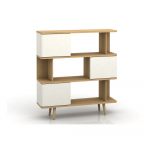 Valge raamaturiiul tammepuust 120x130 cm Alana - St&oslash;raa