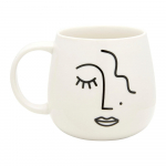 Valge portselanist kruus, 400 ml Abstract Face - Sass & Belle