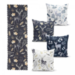 Komplekt 4 j&otilde;ulupadjakatet ja lauajooksikut Christmas Forest - Minimalist Cushion Covers