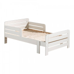 Valge lapsega kasvav m&auml;nnipuidust lastevoodi koos voodip&otilde;hjaga Jumper - Vipack