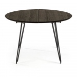 Tumepruun &uuml;mmargune pikendatav tuhapuidust plaadiga s&ouml;&ouml;gilaud &oslash; 120 cm Norfort &ndash; Kave Home