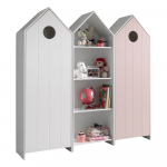 Valge-heleroosa avatud laste riidekapp 173x171,5 cm CASAMI - Vipack