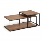 Pruunid diivanilauad p&auml;hklipuu dekooriga 2 tk komplektis 50x100 cm Yoana - Kave Home