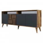 Antratsiitne madal p&auml;hklipuu dekooriga kummut 180x79 cm Milan - Kalune Design