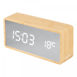 H&otilde;bedast ja heledast puidust peeglist LED &auml;ratuskell - Karlsson