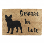 Kookoskiududest matt 40x60cm Beware I'm Cute French Bulldog - Artsy Doormats