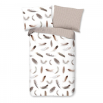 Valge ja beež flanell voodipesu &uuml;heinimesevoodile 140x200 cm - Good Morning