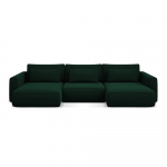 Roheline sametist lahtik&auml;iv/panipaigaga U-kujuline nurgadiivan Kapua &ndash; Makamii