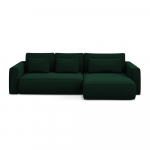 Roheline sametist lahtik&auml;iv/panipaigaga nurgadiivan (parem nurk/laiendiga) Kapua &ndash; Makamii