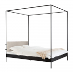 Must/beež terasest polsterdusega kaheinimese baldahhiinvoodi liistudest raamiga 200x200 cm Eton - noo.ma