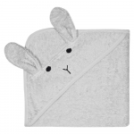 Hall puuvillane beebir&auml;tik koos kapuutsiga 76x76 cm Rabbit &ndash; Kindsgut