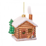 Klaasist k&auml;sit&ouml;&ouml; j&otilde;ulukaunistus 10cm Christmas Cabin - Sass & Belle