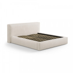 Kreemikas polsterdatud kaheinimesevoodi panipaiga ja liistudest raamiga 160x200 cm Simon Olivia - Micadoni