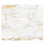 Klaasist pliidikatte komplekt 2 tk, valge-kuldne marmor, 52 x 30 cm - Wenko