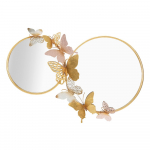 Roosakas-kuldne seinapeegel Farfalle dekooriga, 81 x 52,5 cm - Mauro Ferretti