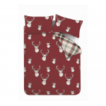 Punane pikendatud voodipesu kaheinimesevoodile 230x220 cm Munro Stag Check - Catherine Lansfield