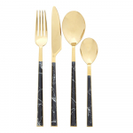 Terasest s&ouml;&ouml;giriistad must-kuldne, 16 tk Avie - Premier Housewares