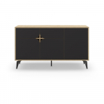 Madal kummut tammedekooriga must-puiduv&auml;rvi 140x79 cm Nola - Marckeric