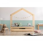 Puiduv&auml;rvi majakujuline/v&auml;ljat&otilde;mmatava osaga lastevoodi, koos voodip&otilde;hjaga ja hoiuruumiga 80x200 cm RM &ndash; Adeko