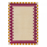 Kollane-roosa k&auml;sitsi kootud villane vaip 160x230 cm Kai Wool Border - Flair Rugs