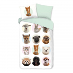 Puuvillane laste pikendatud voodipesu &uuml;heinimesevoodile 140x220 cm Young Animals - Good Morning