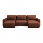 Terrakottapunane velvetist panipaigaga nurgadiivanvoodi (U-kujuline) Kona - Makamii