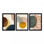 3 maali mustas raamis Lehed III., 35 x 45 cm. - Vavien Artwork