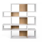 Valge raamaturiiul tammepuidust detailidega London - TemaHome