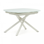 Valge kokkupandav s&ouml;&ouml;gilaud klaasist lauaplaadiga 100x130 cm Yodalia - Kave Home