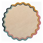 K&auml;sitsi kootud villane &uuml;mmargune vaip naturaalses v&auml;rvitoonis &oslash; 180 cm Leo Scallop - Flair Rugs