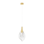 Kuldse v&auml;rvi terasest h&auml;mardatav LED-ripplamp klaasist varjundiga, l&auml;bim&otilde;&otilde;duga 17,5 cm Bellina - Nova Luce