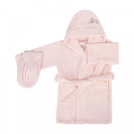 Roosa puuvillane beebi hommikumantel Bebemarin - Foutastic