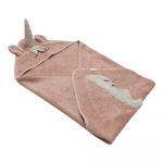 Roosa puuvillane beebir&auml;tik koos kapuutsiga 75x75 cm Unicorn - Kindsgut