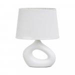 Valge keraamiline lauavalgusti tekstiilist varjuga (k&otilde;rgus 30 cm) - Casa Selecci&oacute;n