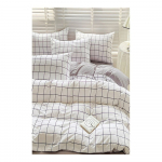 Valge-hall Renforc&eacute; puuvillane pikendatud voodipesu &uuml;heinimesevoodile koos linaga/3-osaline 160x220 cm Checkered - Mila Home