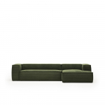 Roheline velvetist nurgadiivan (parem nurk) Blok - Kave Home