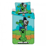 Roheline-sinine puuvillane laste voodipesu 140x200 cm Minecraft "Mobs Here" - Jerry Fabrics
