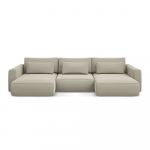 Beež sametist lahtik&auml;iv/panipaigaga U-kujuline nurgadiivan Kapua &ndash; Makamii